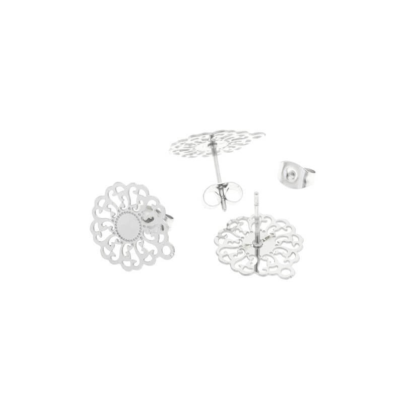 Openwork pins 14mm with a hole and a plug surgical steel 2 pcs ASS105