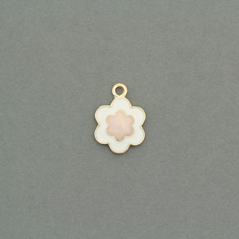 Enamel flower / gold pendants 13mm 1pc AKG641