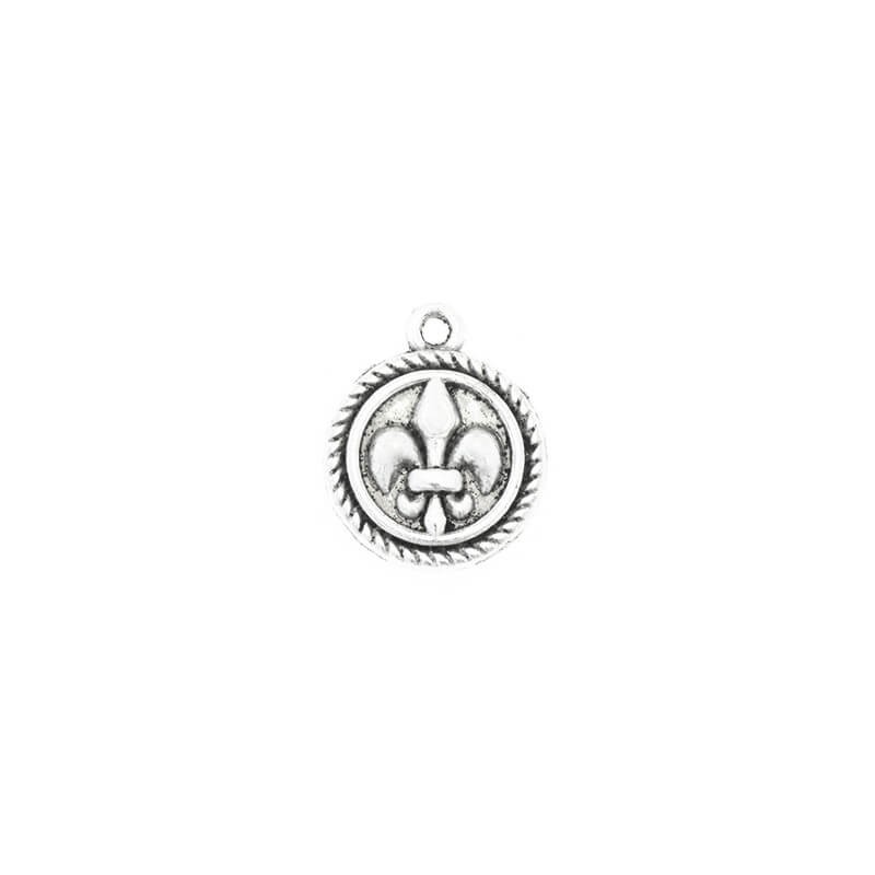 A coin pendant with a lily, antique silver 15x18mm, 2pcs AAT478