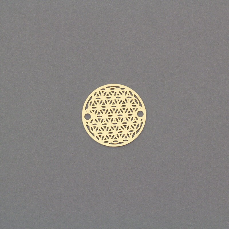 Splendide pendant / connector Flower of Life gold-plated 18mm 2pcs AKG652G