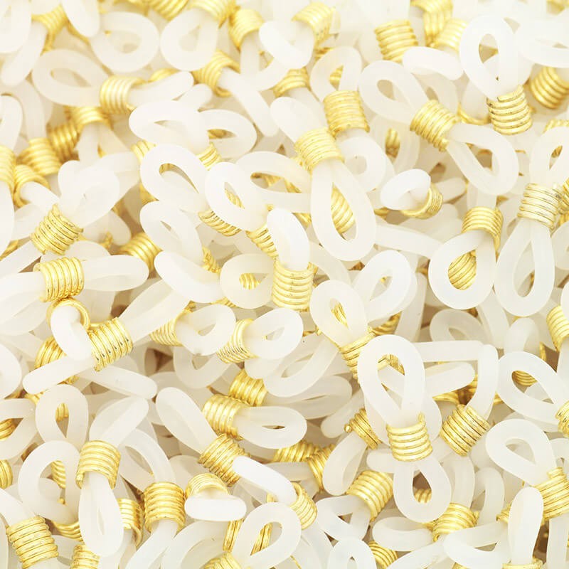 Rubber bands for glasses / white with a gold spring / 6 pcs / GSOKBG