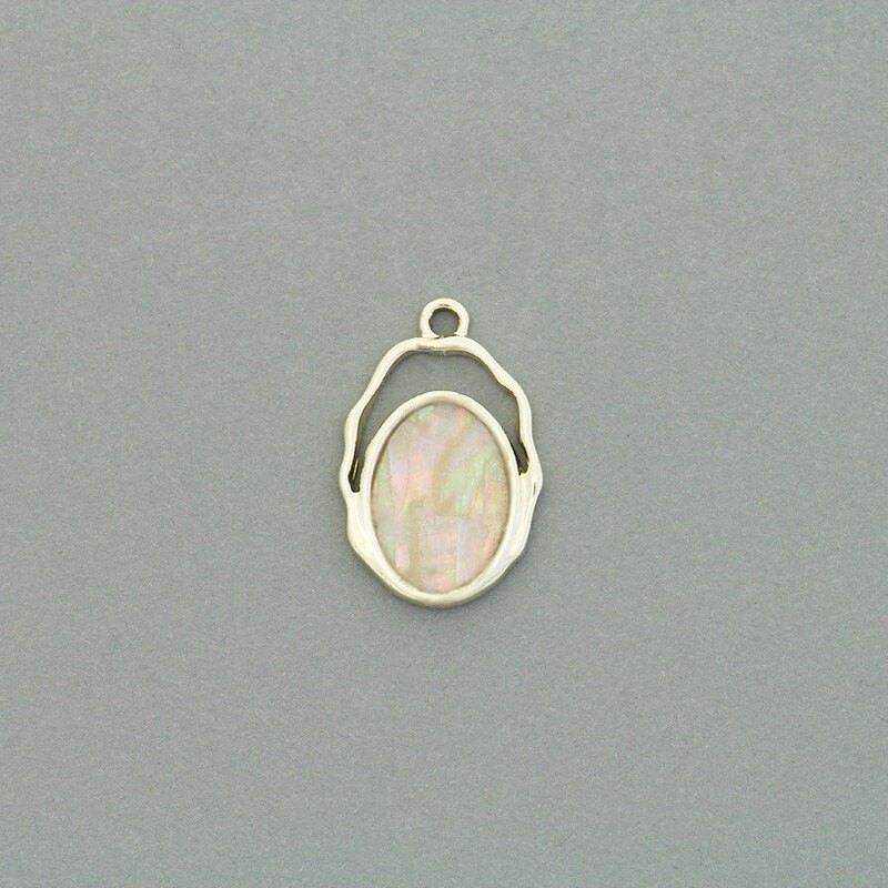Pendants with mother of pearl in resin / gold 24x15mm 1pc AKG691
