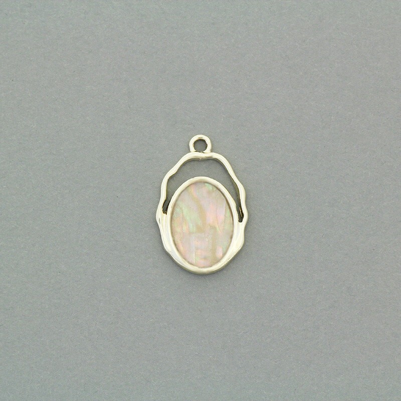 Pendants with mother of pearl in resin / gold 24x15mm 1pc AKG691