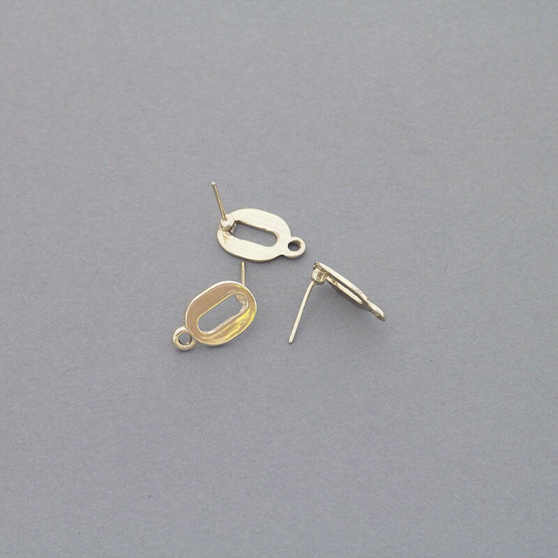 Stud earrings / small zero 10x15mm / gold 2pcs AKG685