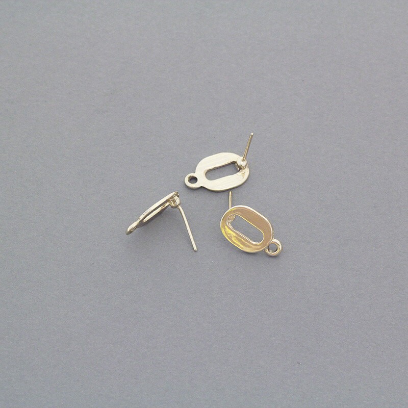 Stud earrings / small zero 10x15mm / gold 2pcs AKG685