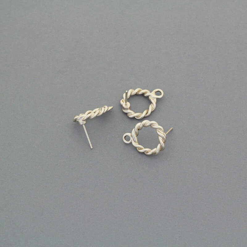 Stud earrings / matte pretzels 13x17mm / gold 2pcs AKG687