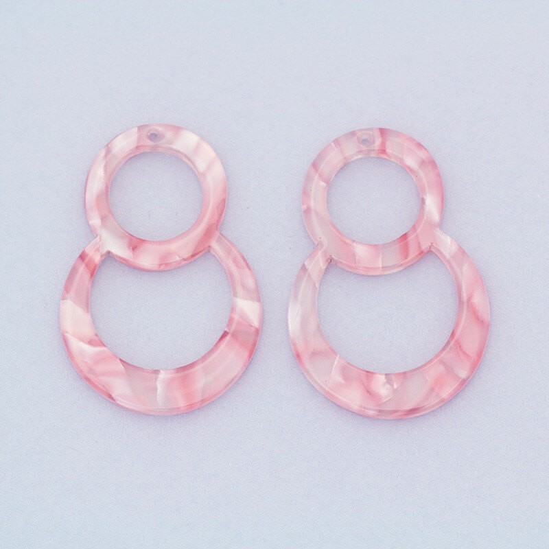 Pendants "8" 35x23mm / Art Deco resin / pearl pink / 1pc XZR8401