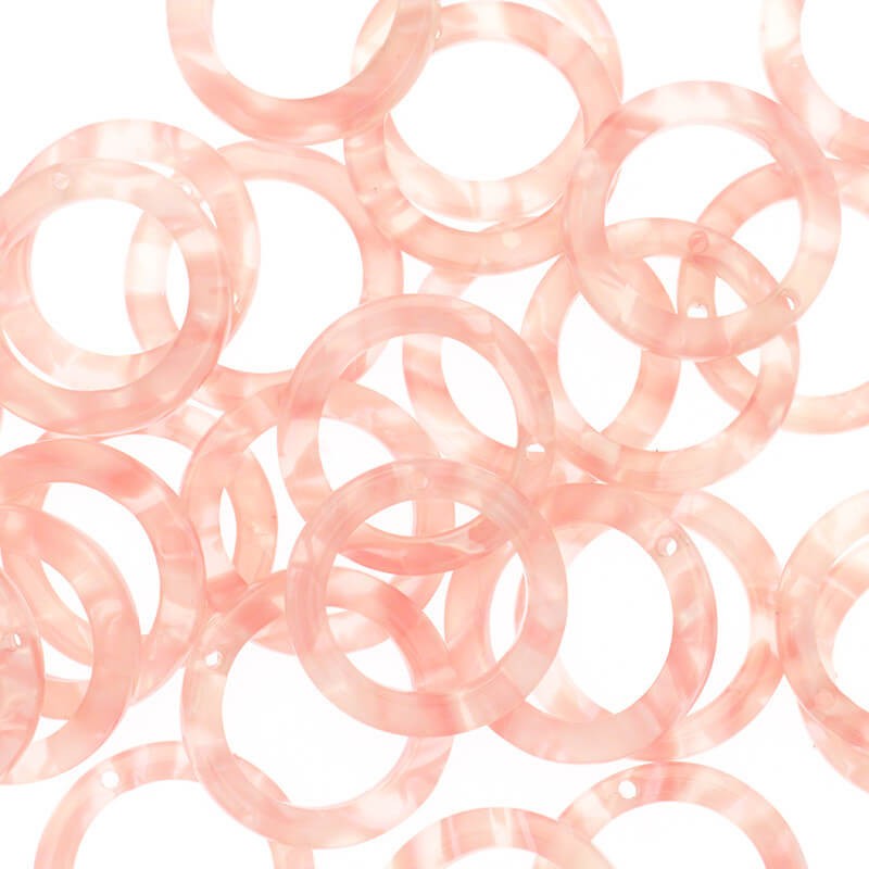 Pendants circles 20 mm / Art Deco resin / pearl pink / 1pc XZR8404