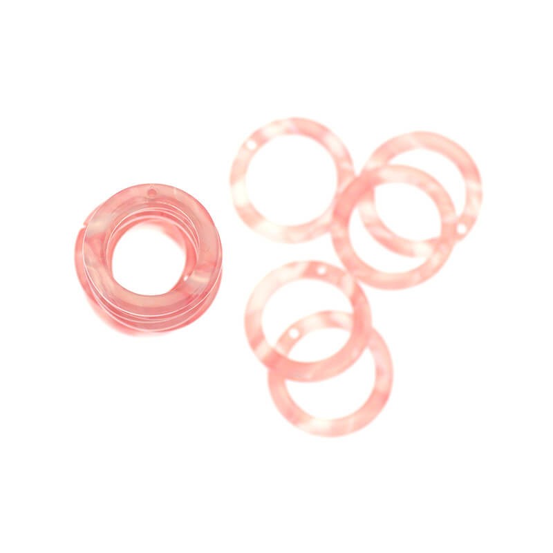 Pendants circles 18 mm / Art Deco resin / pearl pink / 1pc XZR8406
