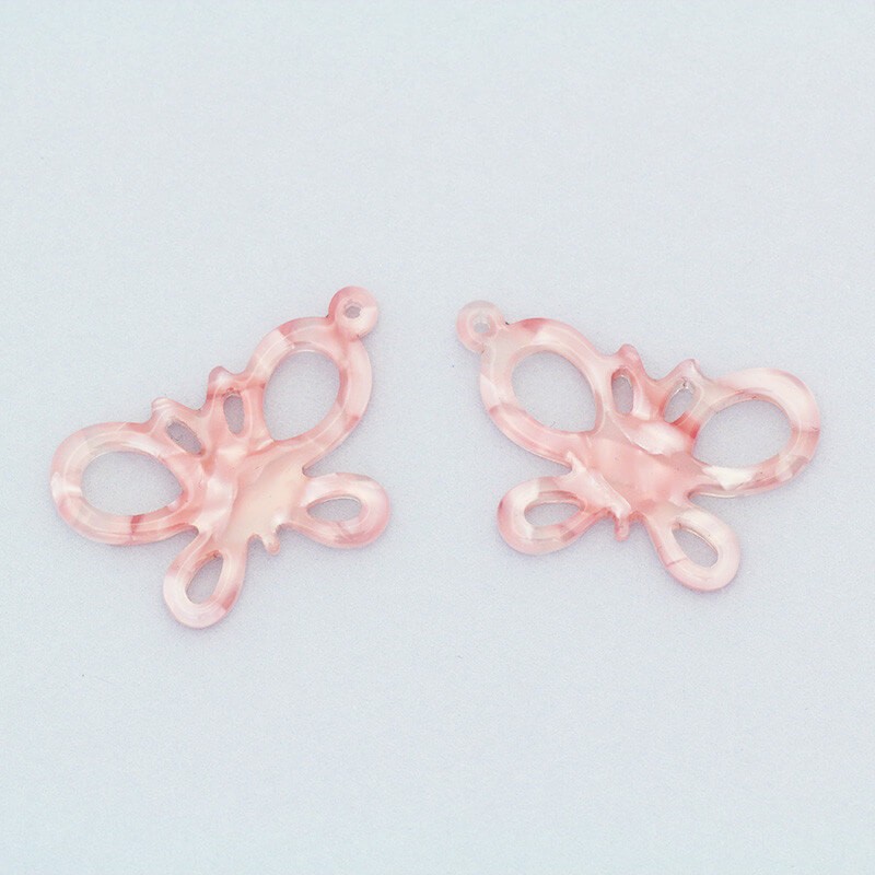 Pendants / butterflies 18x27mm / Art Deco resin / pearl pink / 1pc XZR8409