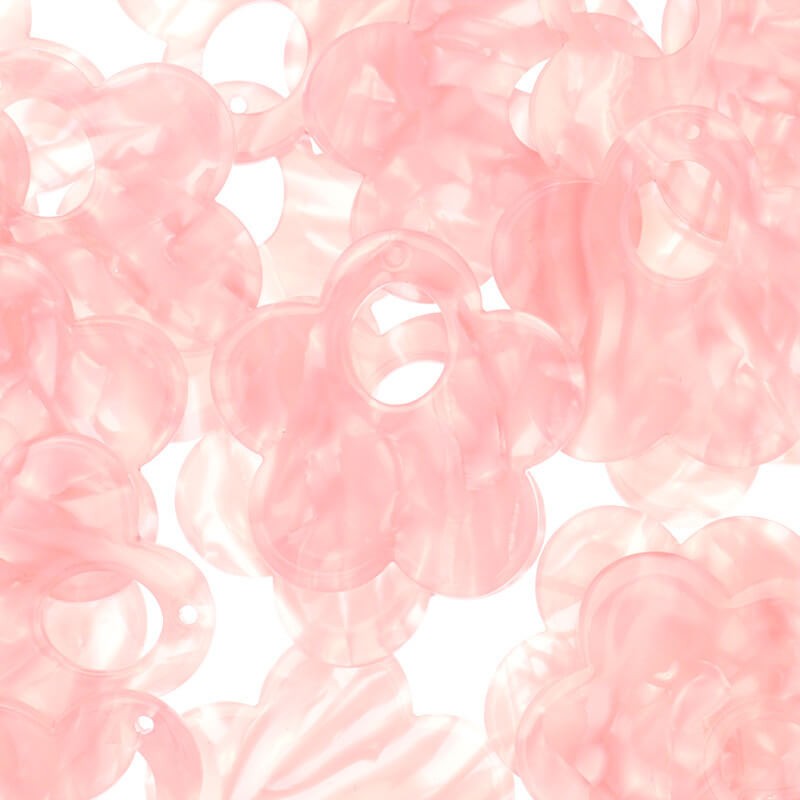 Pendants / flowers 28mm / Art Deco resin / pearl pink / 1pc XZR8416