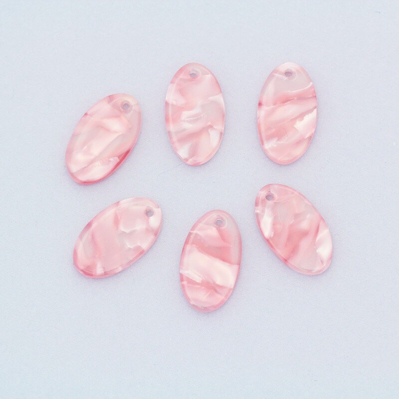Oval pendants / 10x17mm / Art Deco resin / pearl pink / 1pc XZR8418
