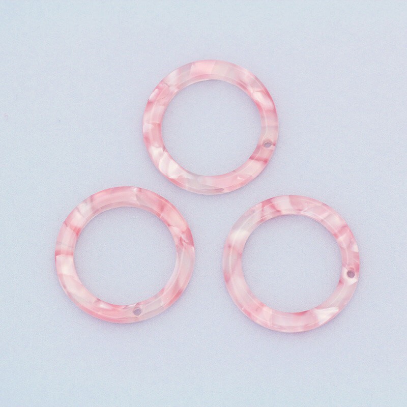 Pendants with circles 22 mm / Art Deco resin / pearl pink / 1pc XZR8424