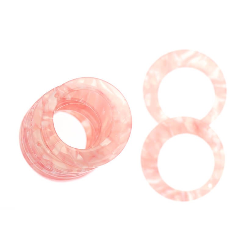 Pendants circles 32 mm / Art Deco resin / pearl pink / 1pc XZR8422