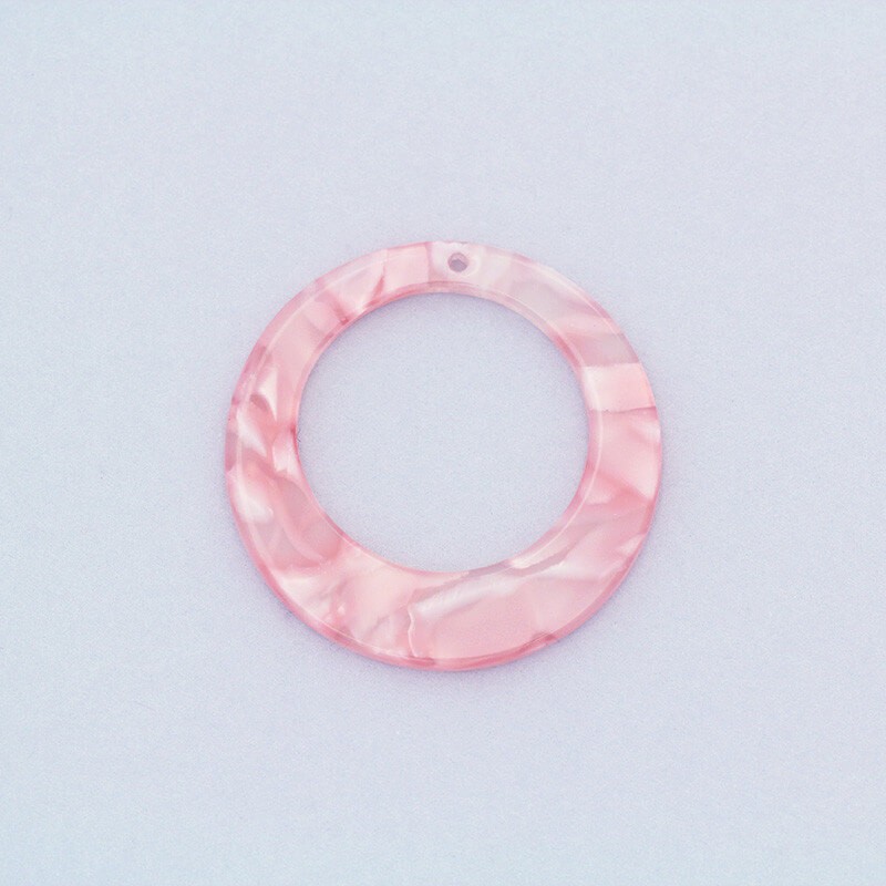 Pendants circles 32 mm / Art Deco resin / pearl pink / 1pc XZR8422