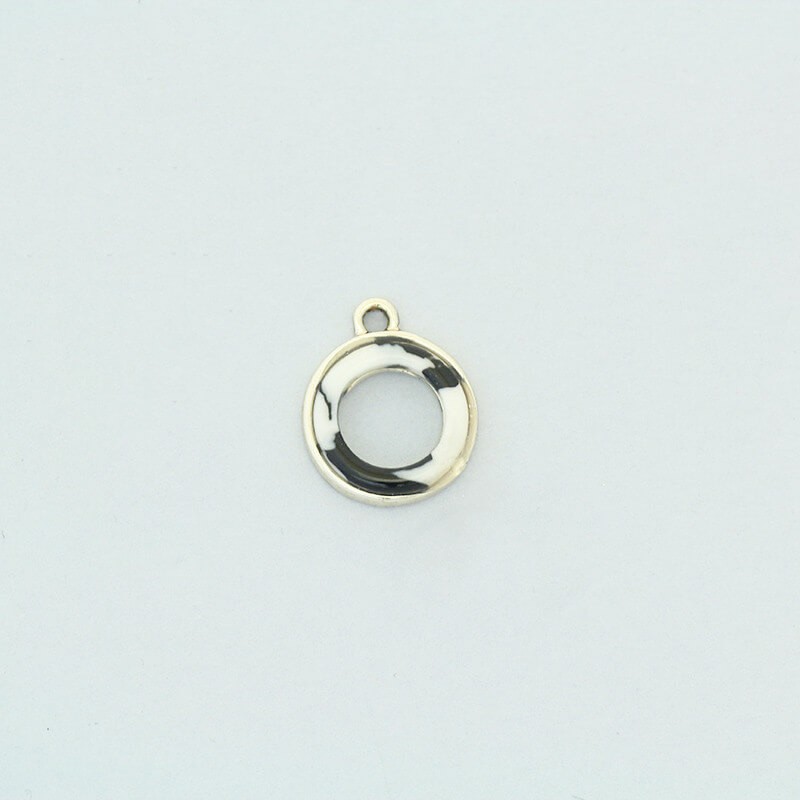 Pendants / resin in the frame / circle frame / black and white / gold 14x17mm 1pc AKG695