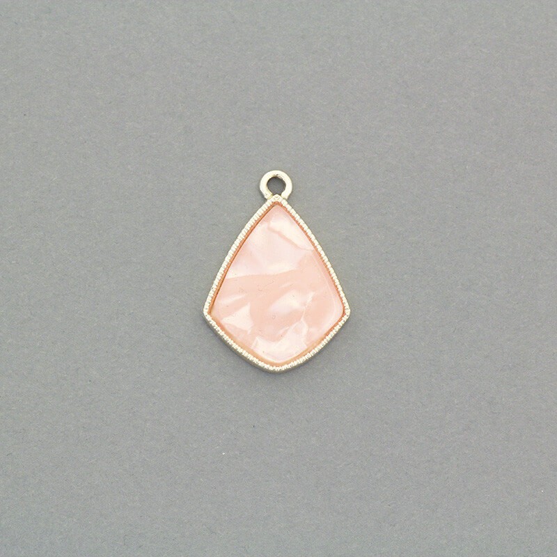 Pendants / resin in a frame / pink pearl / gold 25x17mm 1pc AKG705