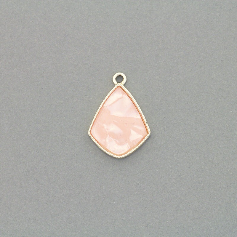 Pendants / resin in a frame / pink pearl / gold 25x17mm 1pc AKG705