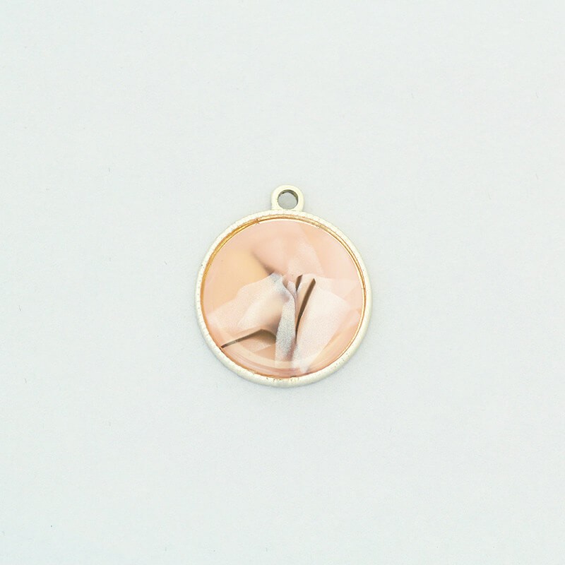 Pendants / resin in a frame / pink pearl / gold 20x23mm 1pc AKG707