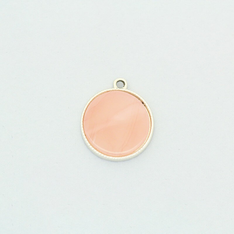 Pendants / resin in the frame / pink marble / gold 20x23mm 1pc AKG706