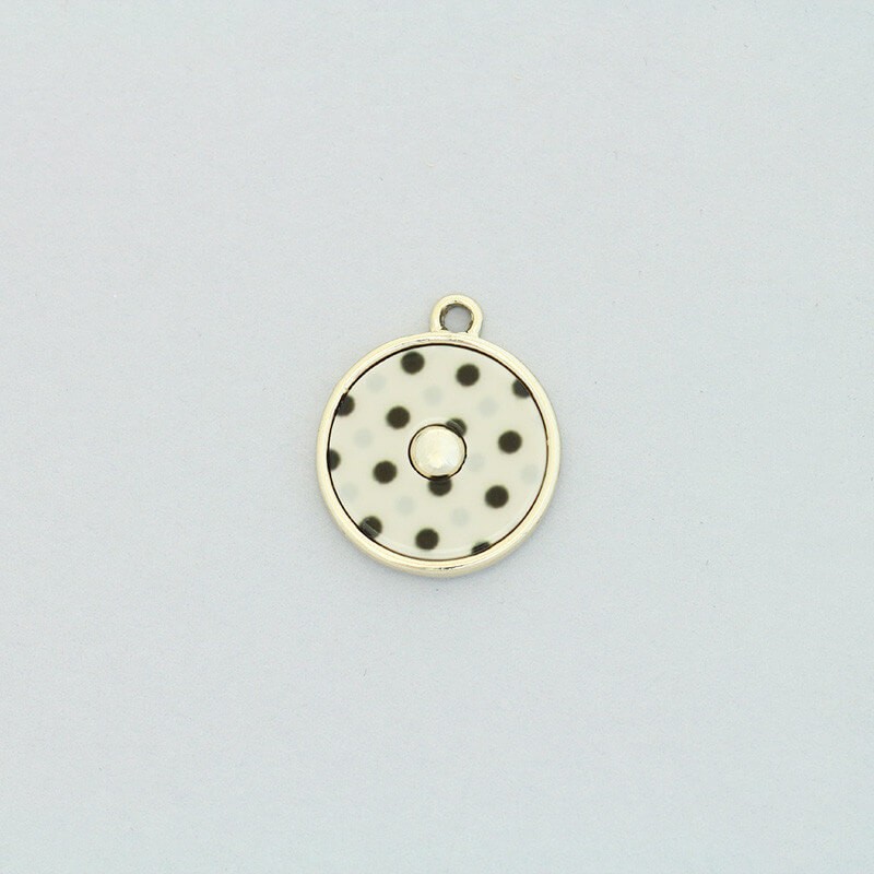 Pendants / resin in a frame / gray / gold dots 20x23mm 1pc AKG713