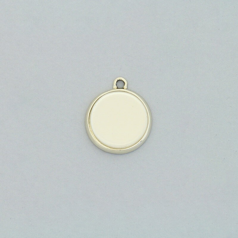 Pendants of coins / resin in a frame / pearl / gold 18x21mm 1pc AKG709