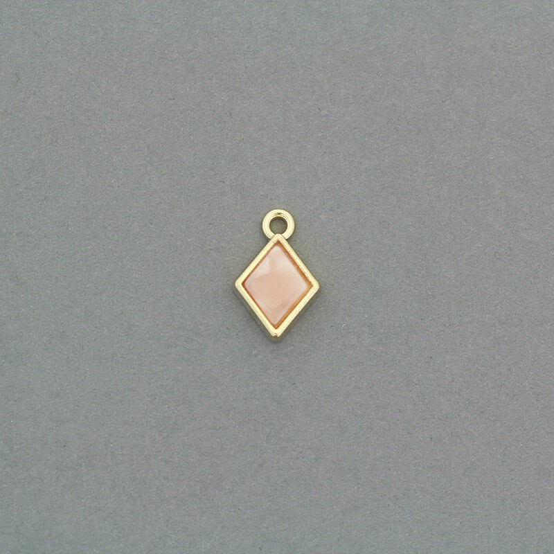 Pendants / Diamonds / resin in a frame / pink pearl / gold 16x10mm 1pc AKG640