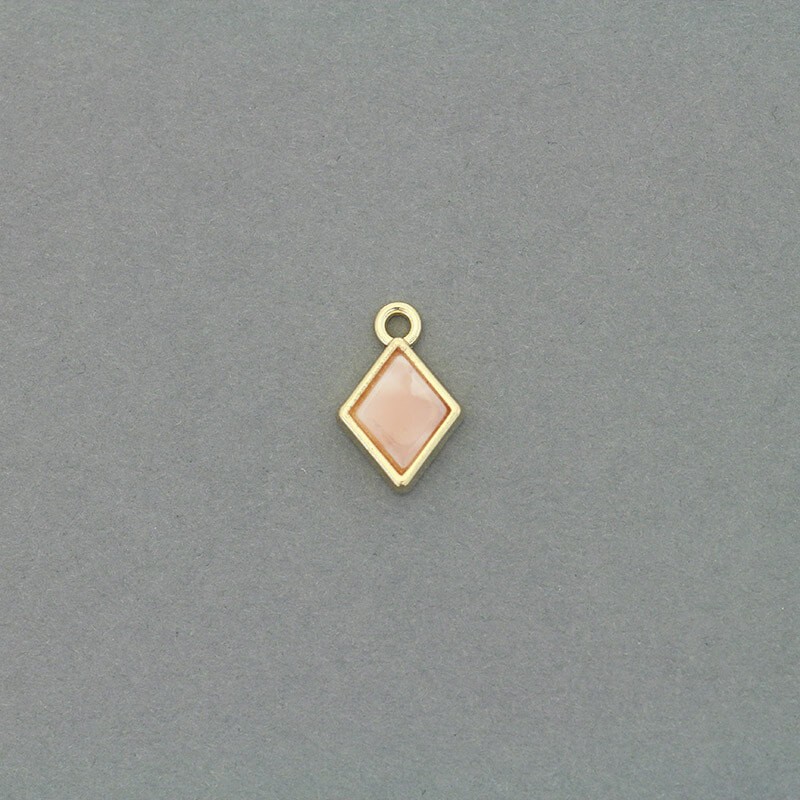 Pendants / Diamonds / resin in a frame / pink pearl / gold 16x10mm 1pc AKG640