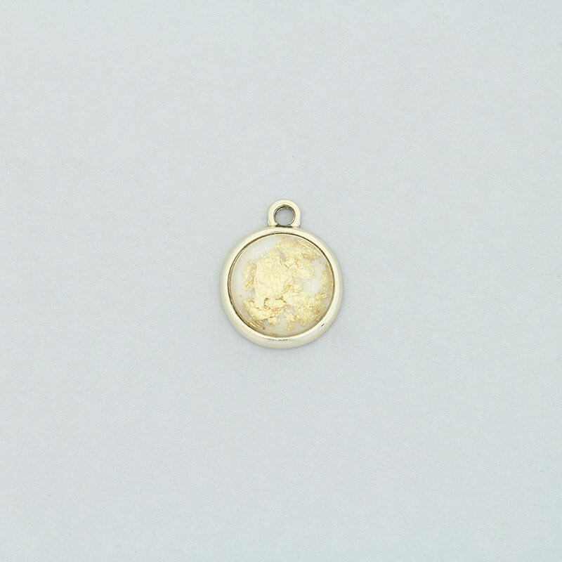 Coin pendants / resin with gold foil / 14x17mm 1pc AKG717