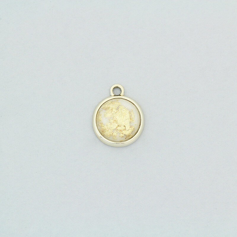 Coin pendants / resin with gold foil / 14x17mm 1pc AKG717