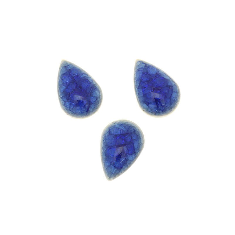 Cabochon / ceramic tear / 12x17mm / blue / 1pc KBCZK72