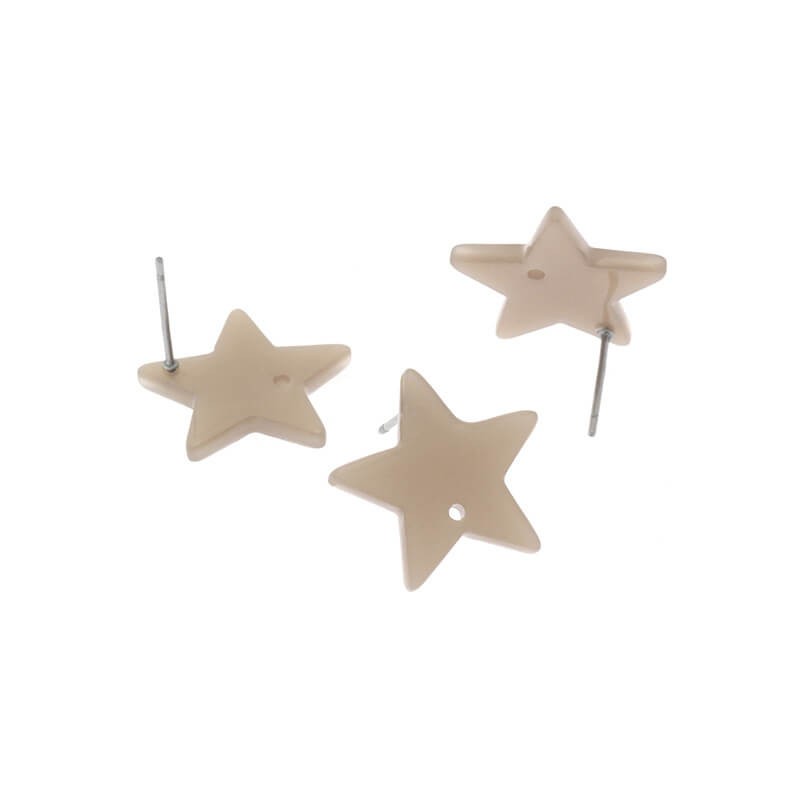 Star pins 18mm / Art Deco resin / nude / 2pcs XZR4701
