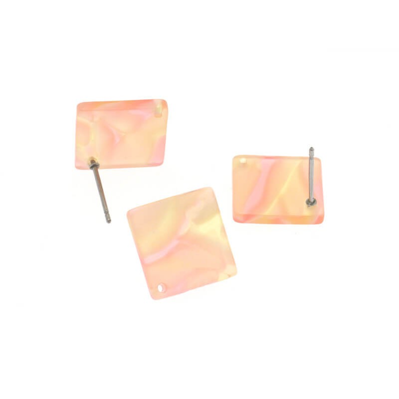 Square sticks 13mm / Art Deco resin / orange lollipop / 2pcs XZR4501