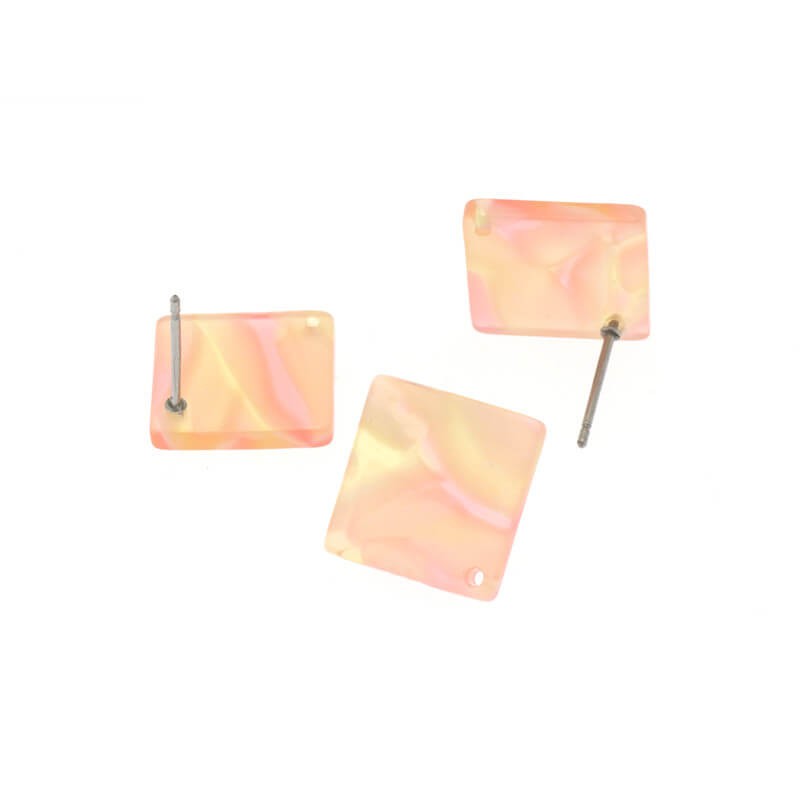 Square sticks 13mm / Art Deco resin / orange lollipop / 2pcs XZR4501