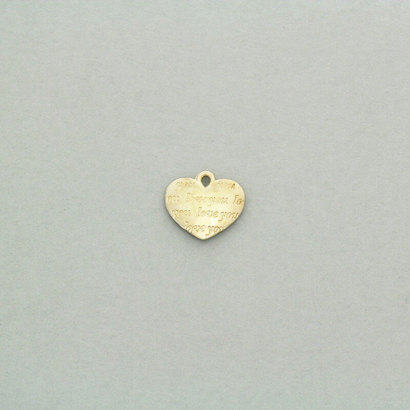 Heart pendants with the inscription 14x12xmm / gold / 1pc AKG556