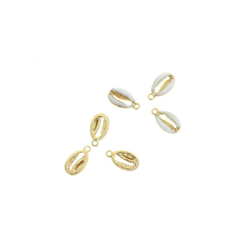 Pendants / enameled / metal / shells Kauri gold 18x10mm 1pc AKG741