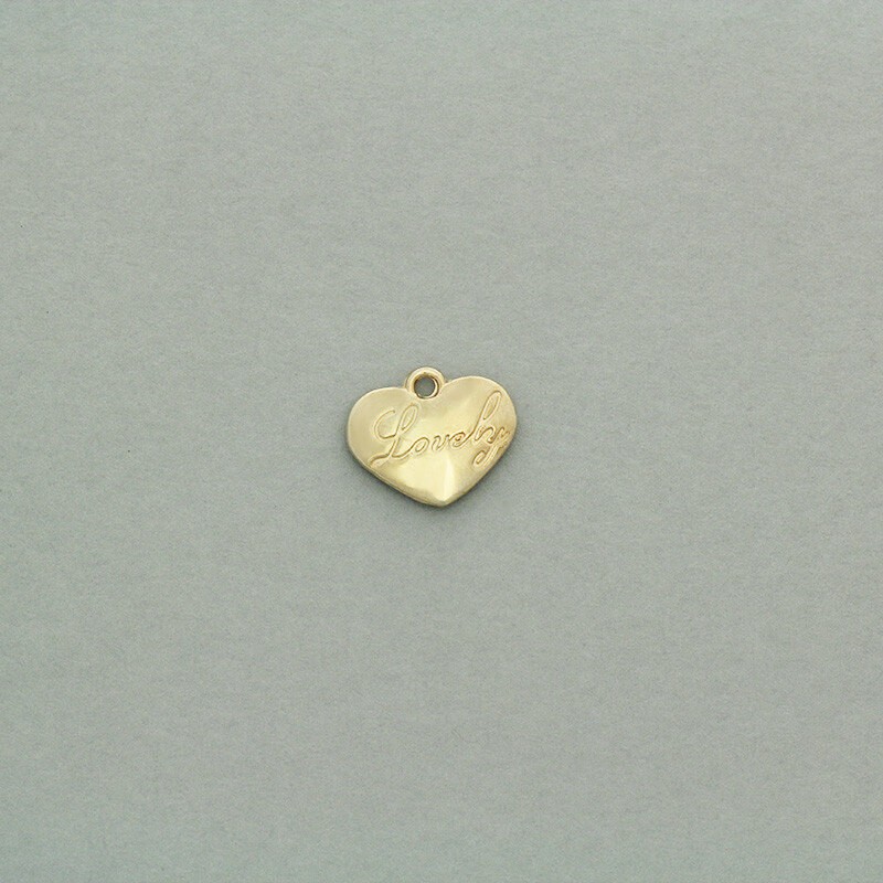 Pendant heart Lovely 12x13mm / gold / 1pcs AKG538