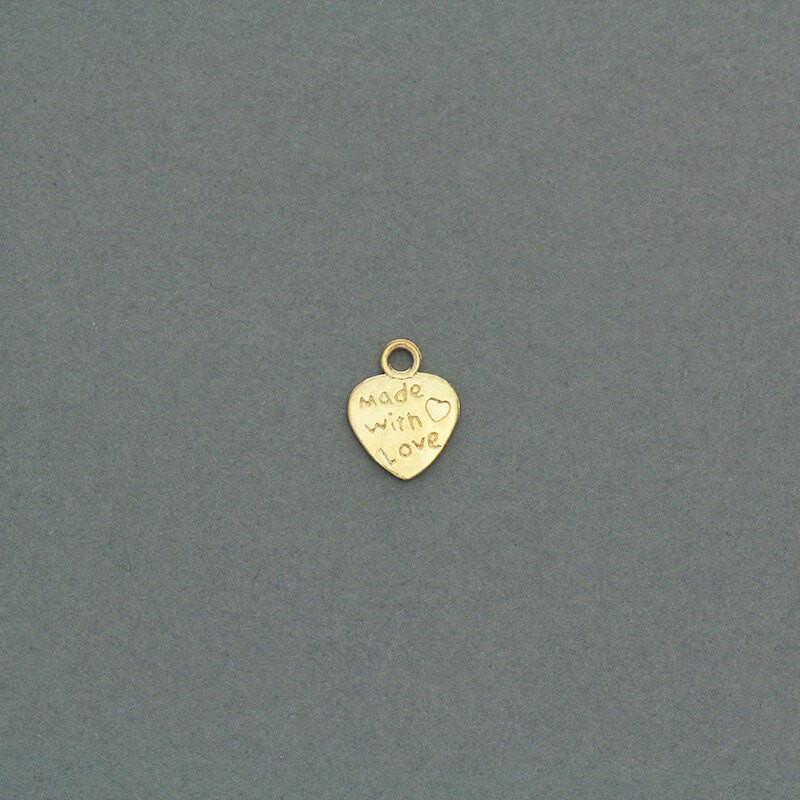 Hand made with love heart pendant 12x9mm / gold / 2pcs AKG539