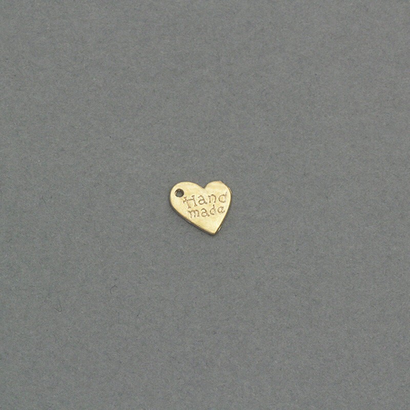 Heart / tag Hand made pendant 7x8mm / gold / 2pcs AKG540