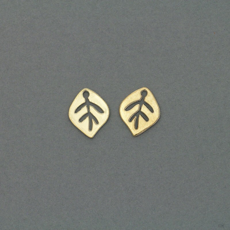 Pendants / golden leaves / 12x14mm 1 pc AKG545