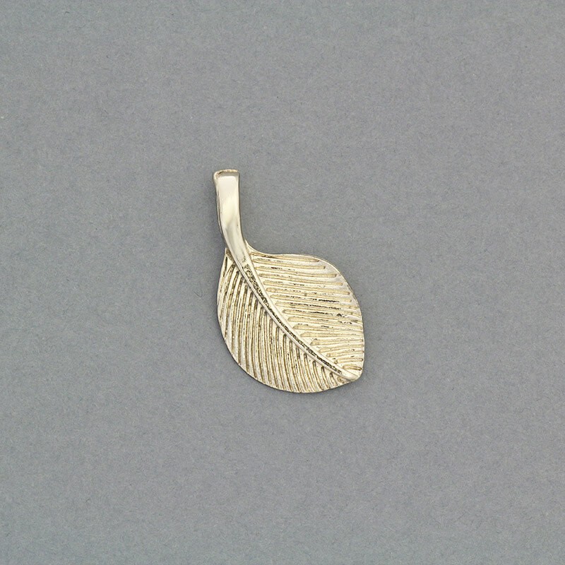 Pendant / gold leaf / 16x28mm 1pc AKG567