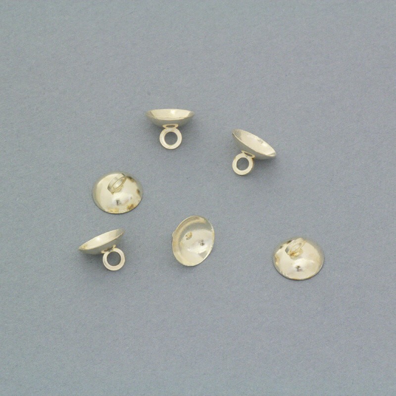Caps with eyelets for sticking gold 8x6mm 4pcs CZAPB02