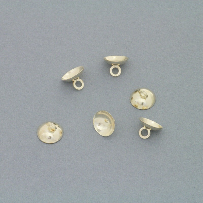 Caps with eyelets for sticking gold 8x6mm 4pcs CZAPB02