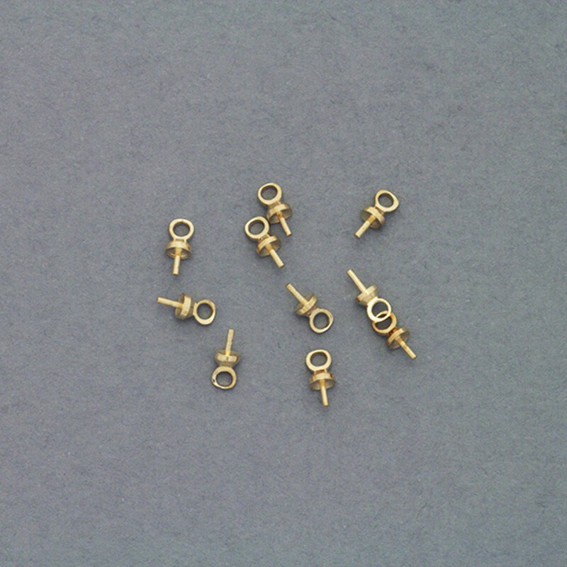 Caps with a pin for sticking gold 3x6mm 10pcs AKG380
