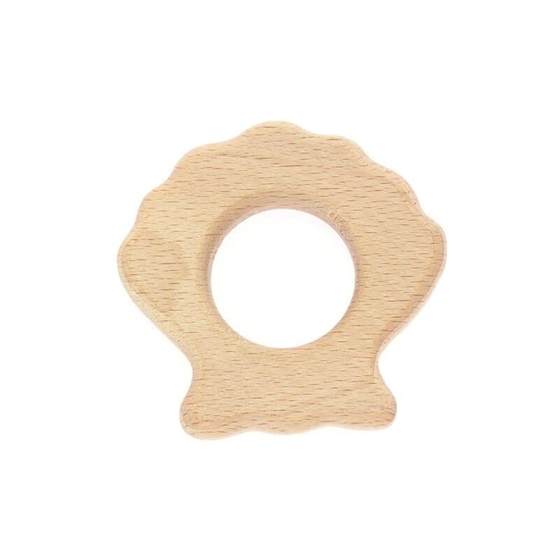 Teether base / shell / raw beech wood / 58x56x10mm 1pc DRGRY05