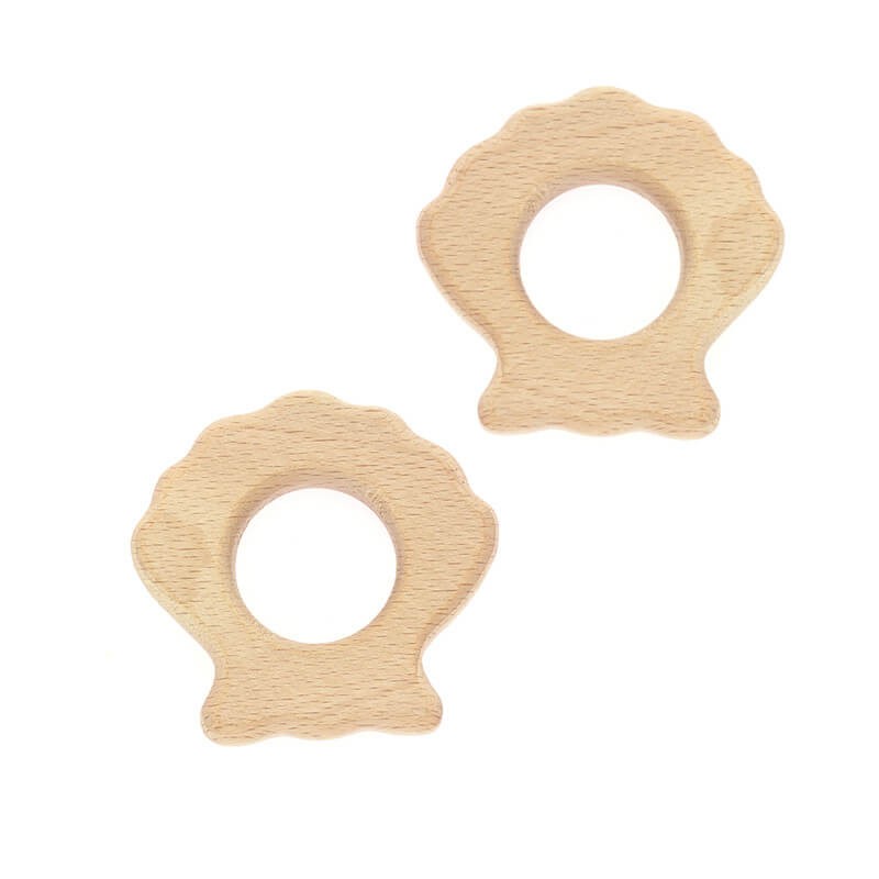 Teether base / shell / raw beech wood / 58x56x10mm 1pc DRGRY05