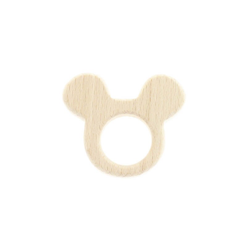 Teether base / Mickey Mouse / raw beech wood / 62x52x10mm 1pc DRGRY21
