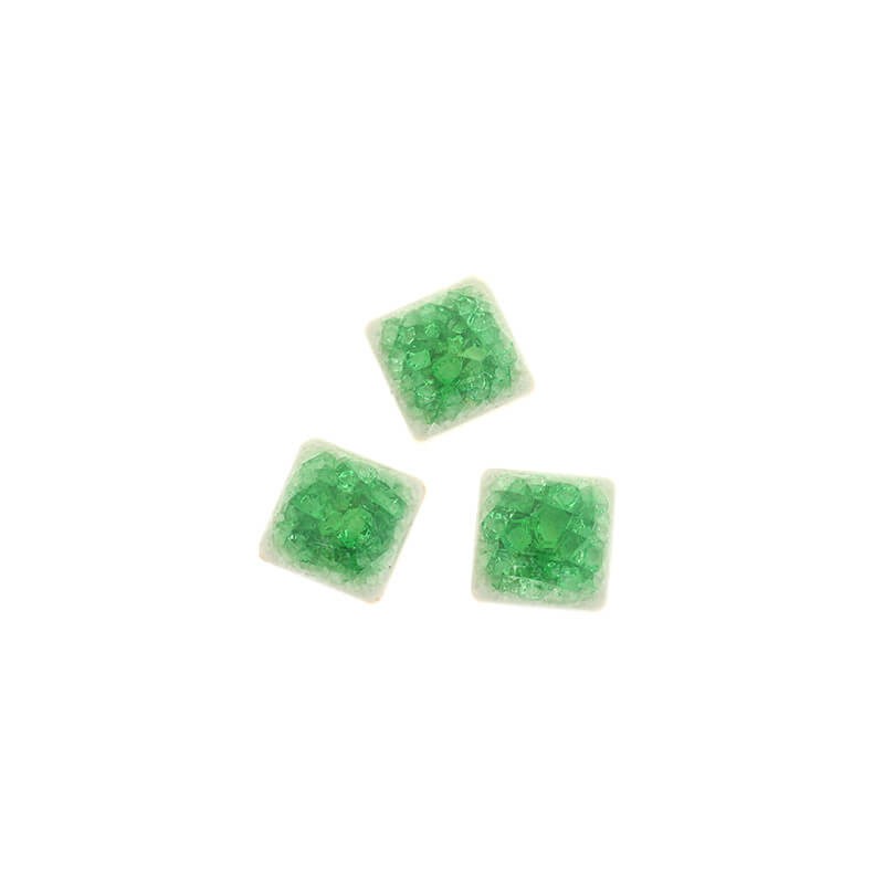 Ceramic cabochon / square / 14.8mm / green / 1pc KBCZK10