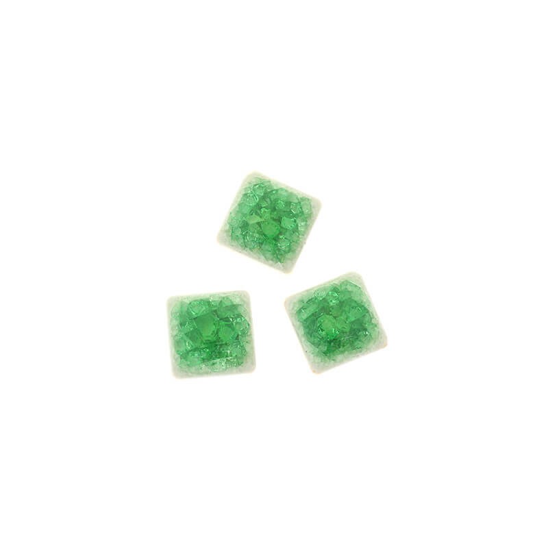 Ceramic cabochon / square / 14.8mm / green / 1pc KBCZK10