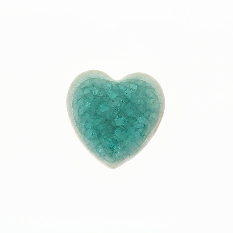 Ceramic cabochon / heart / 27x27mm / turquoise / 1pc KBCZK21